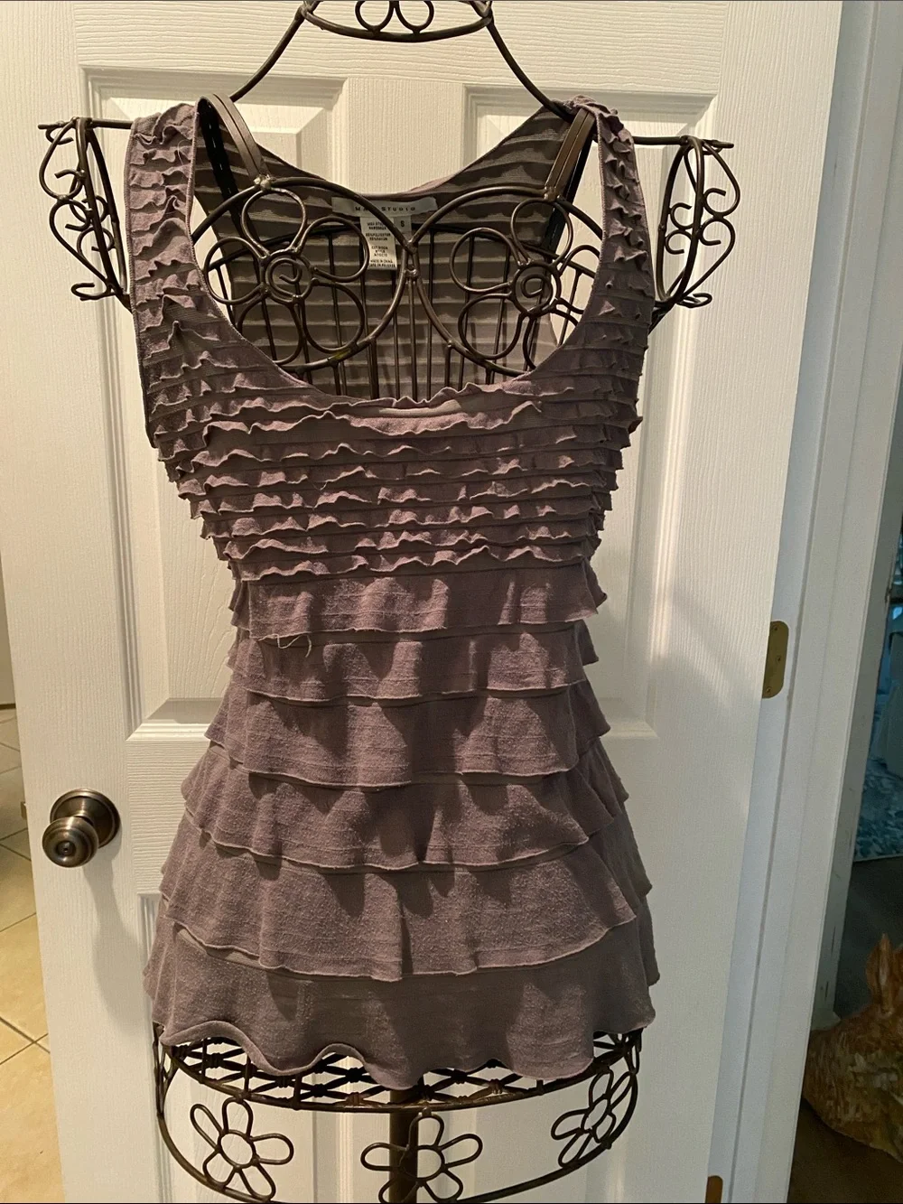 Layered Ruffle Tank Top in Gray